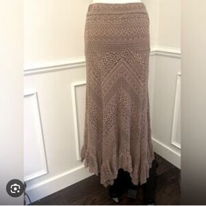 Solitaire  Lace Asymmetrical Brown Maxi Skirt Women Size M